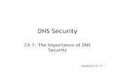 DNS SecurityDNS Security Ch 1: The Importance of DNS Security Updated 8-21-17. DNS is Essential • Without DNS, no one can use domain names like ccsf.edu • Almost every Internet