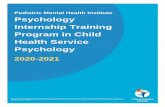 Pediatric Mental Health Institute Psychology Internship Training ... · Pediatric Specialty Track (intern will match on only one of these tracks, but may apply to a maximum of 3 tracks)