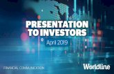 Presentation to Investors - April 2019 - World Line · Merchant Services 138.1 +111.4 +1.3 250.8 Financial Services 178.4 +23.3 +0.7 202.4 Mobility & e-Transactional Services 77.6