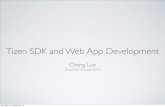 Tizen SDK and Web App Development · 2017-11-07 · Other Web Apps webOS WebWorks Tizen Core enyo.kind, enyo.Animator, enyo.Signals, Core API tizen, Application, SystemInfo, Notiﬁcation,