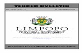 TENDER BULLETIN - limtreasury.gov.za · 5.5.1 CAPRICORN SUPPLY CHAIN MANAGEMENT ADVICE CENTRE (SMME’S Training Programme) DATE MUNICIPALITY VENUE TARGET TIME For more information