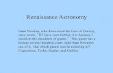 Renaissance Astronomy - Texas A&M Universitypeople.physics.tamu.edu/krisciunas/tycho_noclicker.pdfCopernicus's book On the Revolutions of the Heavenly Spheres (1543) clearly stated