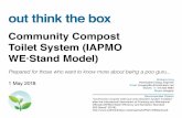 out think the box - Kimgerlykimgerly.com/projects/IAPMO-WEStand.pdf · 2019-11-28 · • Conserves water Definition: ecological sanitation (eco-san) Safely close the loop between