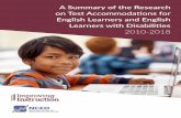 A Summary of the Research on Test Accommodations for ...English learners (ELs), on the other hand, is a newer requirement appearing only over the past few decades. As such, state assessment