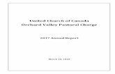United Church of Canada Orchard Valley Pastoral …...Orchard Valley Pastoral Charge – 2017 Annual Report 2 3. NOTES FROM OUNIL, MINISTRY, AND STAFF 3.1 Gary Dunfield, Chair, OVUC