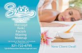 Rebaton Licensed Massage Therapist Skin Care Specialist ... · Massage Reiki Facials Waxing Makeup Call, Email, or "Book Now" on Facebook for an Appointment 321-722-6795 SybilsRelaxationStation@gmail.com