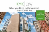 What you Need to Know About the SECURE Act Act...What you Need to Know About the SECURE Act Tuesday, February 25, 2020 kmklaw.com 1 Audio Instructions •Select “Computer audio”