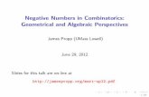 Negative Numbers in Combinatorics: Geometrical and Algebraic …faculty.uml.edu/jpropp/msri-up12.pdf · 2012-06-30 · Counting If a set S has n elements, the number of subsets of