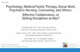 Session #B3 Psychology, Medical Family Therapy, Social ... · Nationwide shortage of Behavioral Health services and access Our shared (overlapping) and respective/distinct strengths