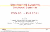Engineering Systems Doctoral Seminar ESD.83 –Fall …...Session 1: Overview Welcome, Overview and Introductions (10 min.) The doctoral Seminar on Engineering Systems: Logistics and
