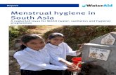 Menstrual hygiene in South Asia · 1 Menstrual hygiene in South Asia A neglected issue for WASH (water, sanitation and hygiene) programmes The WASH sector and development Having access