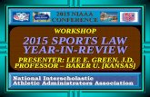 WORKSHOP 2015 SPORTS LAW YEAR-IN-REVIEW...Settlement – Oct 2015 – Florida Terms Of The Settlement: $2 million settlement plus concussion protocol changes for football player who