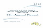 38th Annual Report - ANZDATA...2016/08/03  · Data to 31 December 2014 2015 ISSN 1329-2870 Australia and New Zealand Dialysis and Transplant Registry (ANZDATA) 38th Annual Report