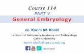 Course 114 - scholar.cu.edu.egGeneral Embryology PART V karim.khalil@vet.cu.edu.eg Dr. Karim M. Khalil Lecturer of Veterinary Anatomy and Embryology Cairo University / Karim Khalil