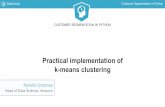 k -me a n s c l u s te r i n g P r a c ti c a l i mp l e ......DataCamp Customer Segmentation in Python Using elbow criterion method Best to choose the point on elbow, or the next