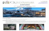 JAPAN - QuiltVenture · Entrance to all shrines, temples, castles, parks, museums on the itinerary Private Osaka, Hiroshima, Kyoto, Mt Fuji tours. Land-only Price Excludes but not