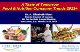 A Taste of Tomorrow Food & Nutrition Consumer Trends 2013+ · BrandSpark Canadian Shopper Study, 2013; `102,980 Canadian Grocery Shoppers . 1.The Hartman Group, Eating by the Numbers,