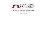 Master of Social Work Program Student Handbook 2019-2020 · Social Work Faculty 2019-2020 4 Social Work at Ramapo College 5 ... being of the client’s lives from a global perspective