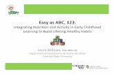 Easy as ABC, 123 · Easy as ABC, 123: Integrating Nutrition and Activity in Early Childhood Learning to Build Lifelong Healthy Habits Laura Bellows, PhD, MPH, RD Department of Food
