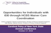 Opportunities for Individuals with IDD through HCBS Waiver Care … · 2017-12-13 · IDD through HCBS Waiver Care Coordination JoAnn Lamphere, Deputy Commissioner, Division of Person-Centered