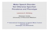 Motor Speech Disorder- Not Otherwise Specified: Prevalence ... · Speech Errors (SE) Motor Speech Disorders (MSD) Speech Errors - /s/ (SE-/s/) Speech Errors - /r/ (SE-/r/) IV. Diagnostic