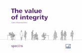 The value of integrity - HBM · ethical values are shared and form the foundation of our collective success. Our Code of Business Ethics is based on our values and sets out the principles