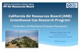 California Air Resources Board (ARB) Greenhouse Gas ... · Abhilash Vijayan, Ph.D., PE Research Division California Air Resources Board March 12, 2014-Overview of Methane Emission