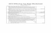 2015 Effective Tax Rate Worksheet - Hunt County Tax Sales · 2015 Effective Tax Rate Worksheet (continued) City of Hawk Cove 9. 2014 taxable value lost because property first qualified