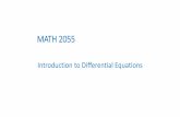 Math 220, Differential Equations · In general, a differential equation is an equation that contains an unknown function and its derivatives. The order of a differential equation