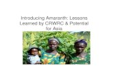 Introducing Amaranth: Lessons Learned by CRWRC & …...Introducing Amaranth: Lessons Learned by CRWRC & Potential for Asia. This is What Grain Amaranth Looks Like. Grain Amaranth Can