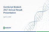 GenScript Biotech 2017 Annual Result Presentation · presentation april 12, 2018. disclaimer not for distribution, directly or indirectly, in or into the united states, canada, japan