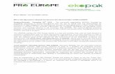 Press release - For immediate release - PRO EUROPE is the ... · PRO EUROPE s.p.r.l. (PACKAGING RECOVERY ORGANISATION EUROPE), founded in 1995, is the umbrella organisation for European