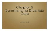 Chapter 5 Summarizing Bivariate Data · 5.1 Bivariate Relationships What is Bivariate data? When exploring/describing a bivariate (x,y) relationship: Determine the Explanatory and
