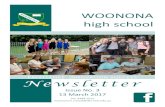 WOONONA high school€¦ · WOONONA high school PH: 4284 1513 woonona-h.school@det.nsw.edu.au Newsletter Issue No. 3 13 March 2017 EX ELLEN E INNOVATION SU ESS