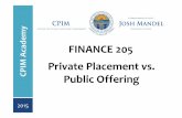 y m e a c FINANCE 205 A M Private Placement vs. I P C ...ohiotreasurer.gov/Documents/CMS/CPIM/PowerPoints...12 FIN 205: Private Placement vs. Public Offering Underwriter - Investment