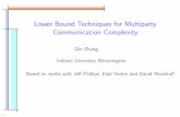 Communication Complexity Lower Bound Techniques for …homes.sice.indiana.edu/qzhangcs/papers/Multi-CC-distribute.pdf2-1 The multiparty number-in-hand (NIH) comm. x 1 = 010011 x 2