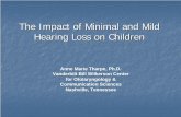 The Impact of Minimal and Mild Hearing Loss on Children · Current Definitions of Minimal Hearing Loss Permanent mild bilateral HL = PTA at 0.5, 1.0, 2.0 kHz between 20 & 40 dB HL