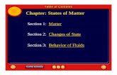 Table of Contents Chapter: States of Matter• All matter is made up of tiny particles, such as atoms, molecules, or ions. • Each particle attracts other particles. 1 States of Matter