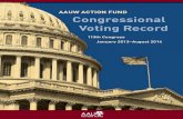 AAUW ACTION FUND Congressional Voting Record · 2014-09-23 · CONGRESSIONAL VOTING RECORD ... legislators were able to agree on funding levels for fiscal years 2014 and 2015. (See