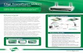 Digi TransPort WR21 - Datasheet · Specifications Digi TransPort® WR21 General Features Mounting Bulkhead mount, Wall mount, DIN rail options available Status LEDs Cellular service,