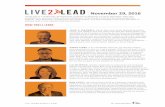 Live2Lead is a leadership development experience designed ... Events/Live... · to inspire people to do the things that inspire them. A trained ethnographer, he is the author of two