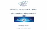 HORIZON 2020 SPACE THEME ROLE AND INITIATIVES OF ASI · 2014-10-24 · H2020 SPACE FIRST CALL 2014 SUBMITTED PROPOSALS CALL Approx. # of proposals to be funded TOT SUBMITTED PROPOSALS