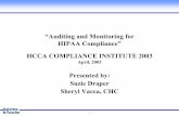 “Auditing and Monitoring for HIPAA Compliance” HCCA ... · Auditing & Monitoring - TCI Ongoing Monitoring Activities: - Determine if there are edit mechanisms in place to flag