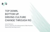 TOP DOWN. BOTTOM UP. DRIVING CULTURE CHANGE …...TOP DOWN RG • Organizational commitment • Overarching strategy • Seeking social license to operate • Creating policies, procedures,