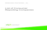 List of Consumer Reporting Companies · 2019-02-27 · 3 LIST OF CONSUMER REPORTING COMPANIES . Introduction Below is a list of consumer reporting companies updated for 2019. 1. Consumer