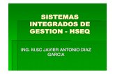 SISTEMAS INTEGRADOS DE GESTION ----HSEQ · GESTION SISTEMAS DE GESTION DE CALIDAD ISO 9001.2000 SISTEMAS DE GESTION AMBIENTAL ISO 14000.2004 SISTEMAS DE GESTION DE SEGURIDAD Y SALUD
