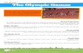  · 2020-03-18 · Olympic Medals Olympic medals are awarded to athletes who come 1st, 2nd or 3rd in their event. Gold is awarded to the winner who comes 1st, silver is awarded to