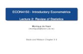 ECON4150 - Introductory Econometrics Lecture 2: Review of … · Y is smaller than that of some other estimator e Y, ^ Y is more efﬁcient Var (^ Y)