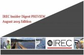 IREC Insider Digest PREVIEW August 2019 Edition · 2019-09-04 · IREC leads the nation in the development of quality and competency standards, ... Standard 1547-2018 [Dockets 01-1023