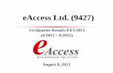 eAccess Ltd. (9427)...2012/08/08  · 5 LTE Launch 3/31/2012 6/30/2012 7/31/2012 70,000 300,000 380,000 Launched LTE services on March 15, 2012 GL01P 3/15/2012 GL02P 3/27/2012 GL03D